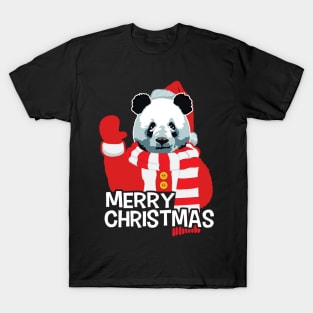 Funny Panda Santa Claus Merry Christmas T-Shirt